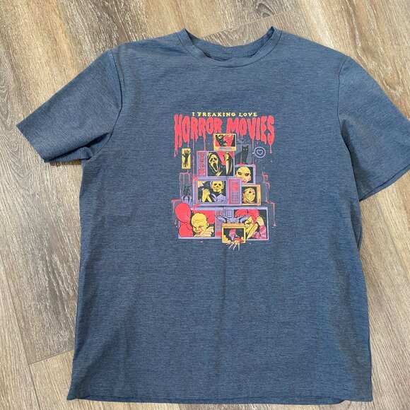 I Friggin Love Horror Movies Womens Classic Villains Black NWOT Size L - Picture 2 of 5